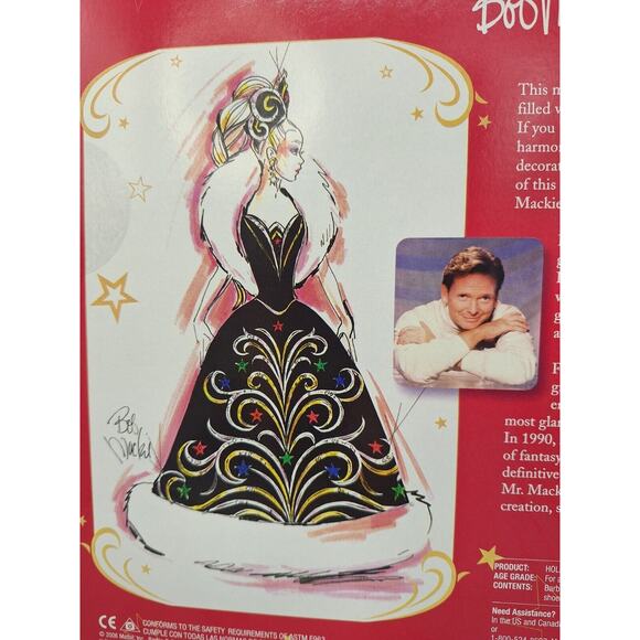 46)2006 Holiday Barbie Doll By Dress Designer Bob Mackie. Barbie Collectr Series - Picture 9 of 10